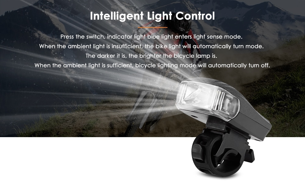 USB Rechargeable Bike Light Set Water Resistance Splash-proof Ultra Bright 400 Lumens Sensor Bicycle Lamp - Black USB Rechargeable Bike Light Set Water Resistance Splash-proof Ultra Bright 400 Lumens Sensor Bicycle Lamp - Black
