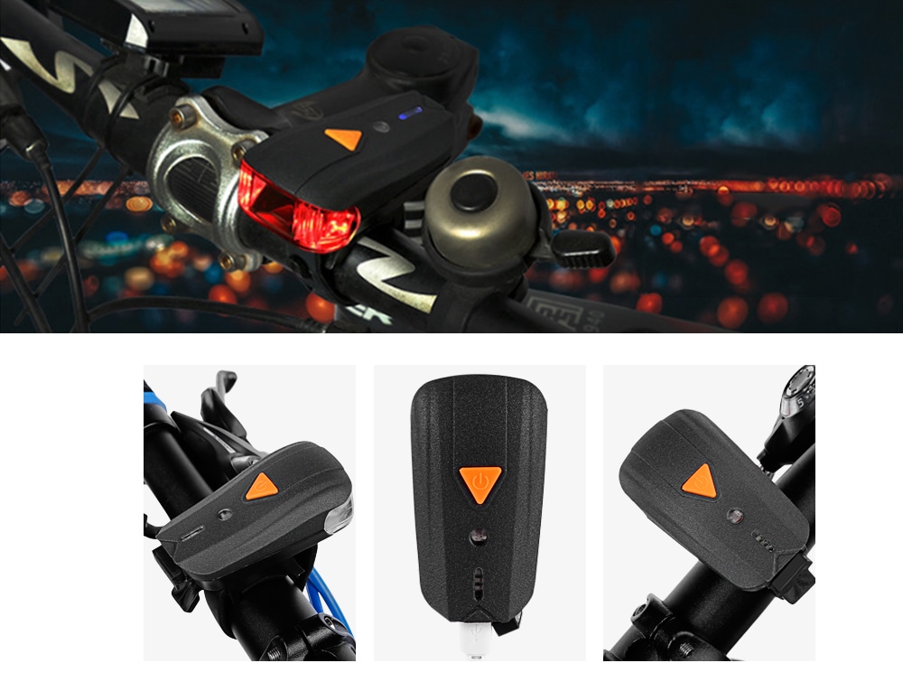 USB Rechargeable Bike Light Set Water Resistance Splash-proof Ultra Bright 400 Lumens Sensor Bicycle Lamp - Black USB Rechargeable Bike Light Set Water Resistance Splash-proof Ultra Bright 400 Lumens Sensor Bicycle Lamp - Black