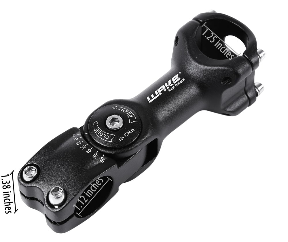 WAKE Cycling MTB Bicycle Aluminum Alloy 3D Forged Adjustable Handlebar Stem Riser- Black 31.8 x 90MM WAKE Cycling MTB Bicycle Aluminum Alloy 3D Forged Adjustable Handlebar Stem Riser- Black 31.8 x 90MM
