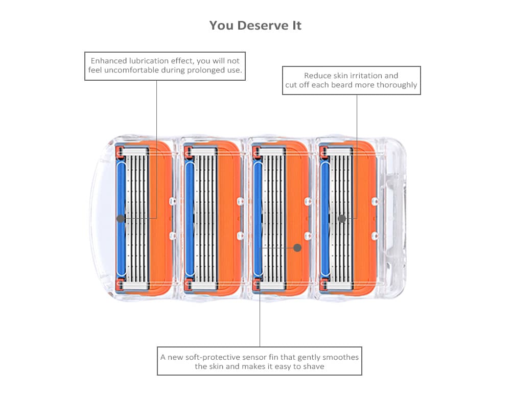 Five layer Blade Hand Shaver for Men with 4PCS- Orange Five layer Blade Hand Shaver for Men with 4PCS- Orange