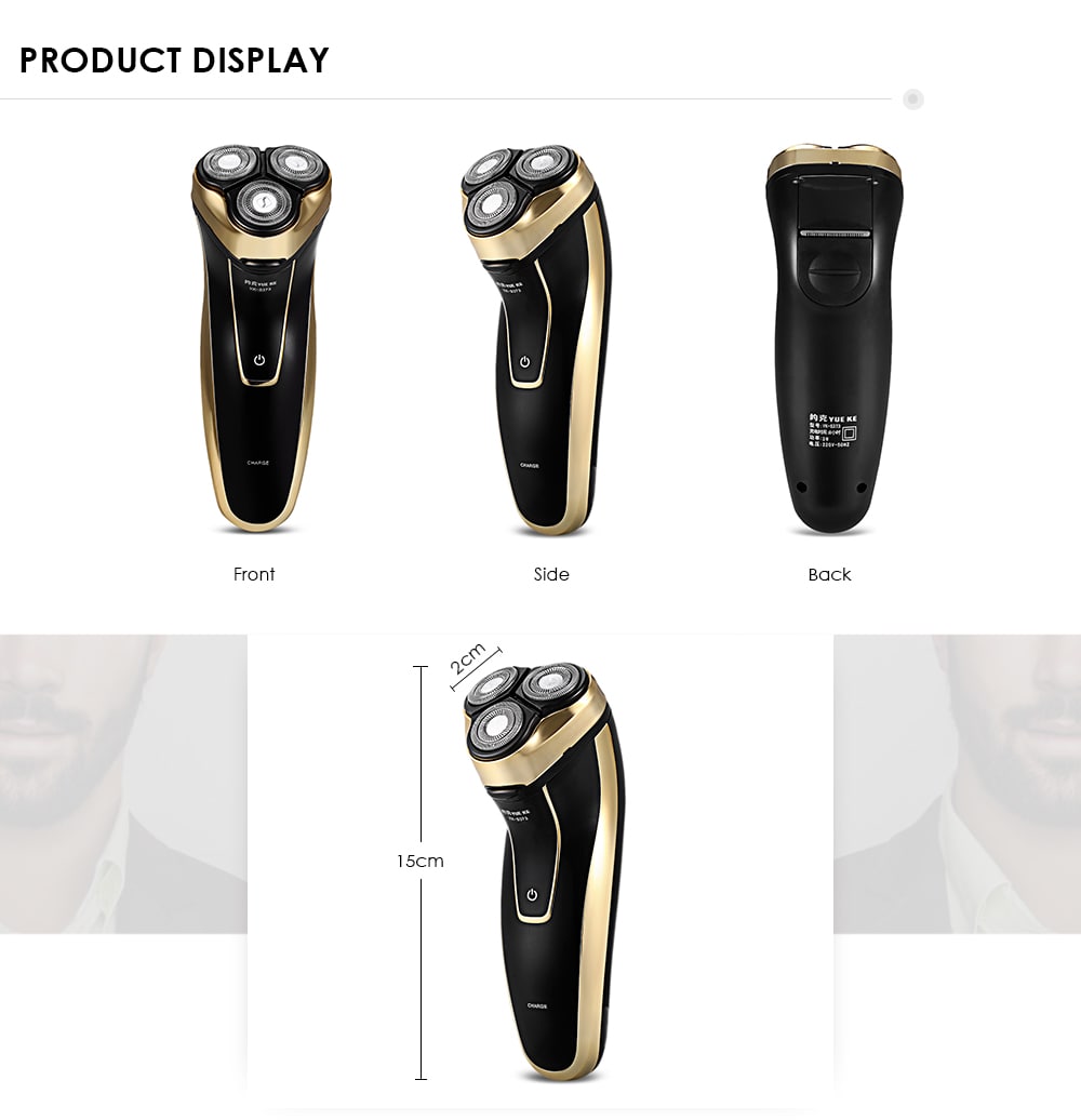 YUEKE YK - S373 2 in 1 Rechargeable Washable Triple Floating Blade Electric Shaver for Men- Luxury Gold Color Chinese Plug YUEKE YK - S373 2 in 1 Rechargeable Washable Triple Floating Blade Electric Shaver for Men- Luxury Gold Color Chinese Plug