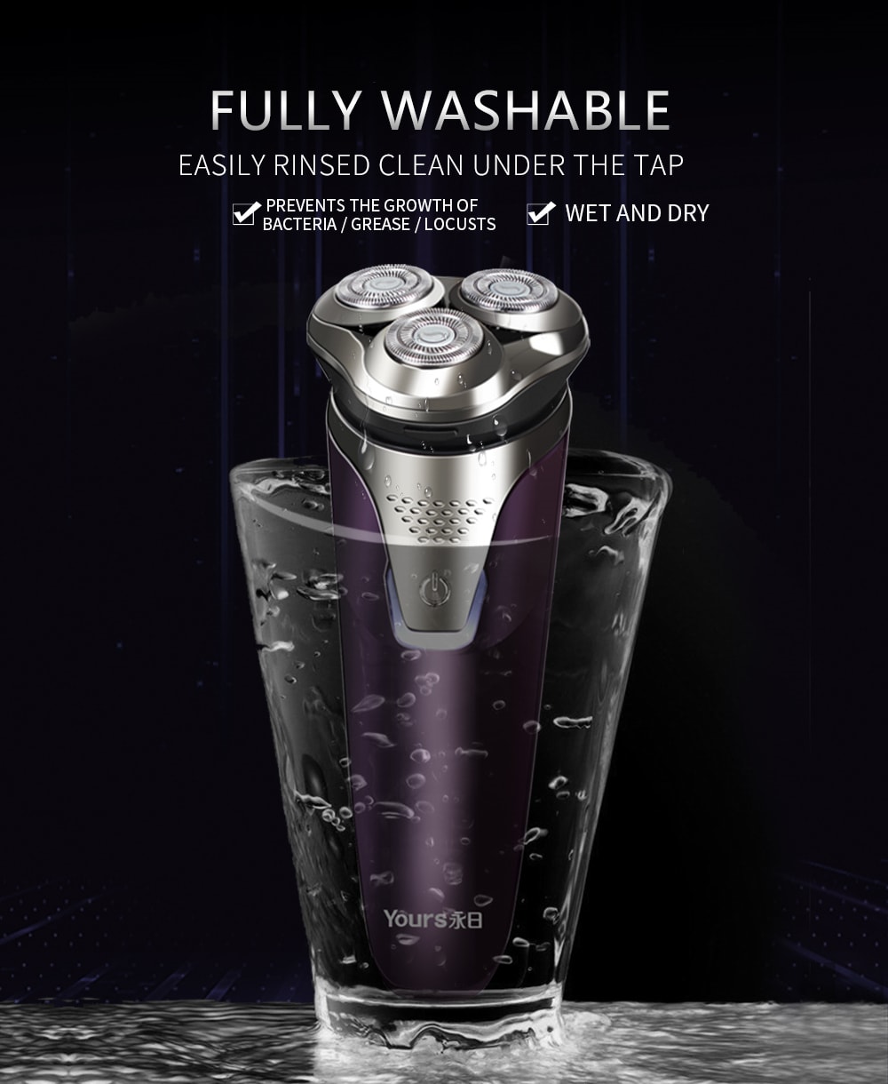 YOURS Three Blade Electric Shaver Rechargeable Razor Man Purple T76- Violet YOURS Three Blade Electric Shaver Rechargeable Razor Man Purple T76- Violet