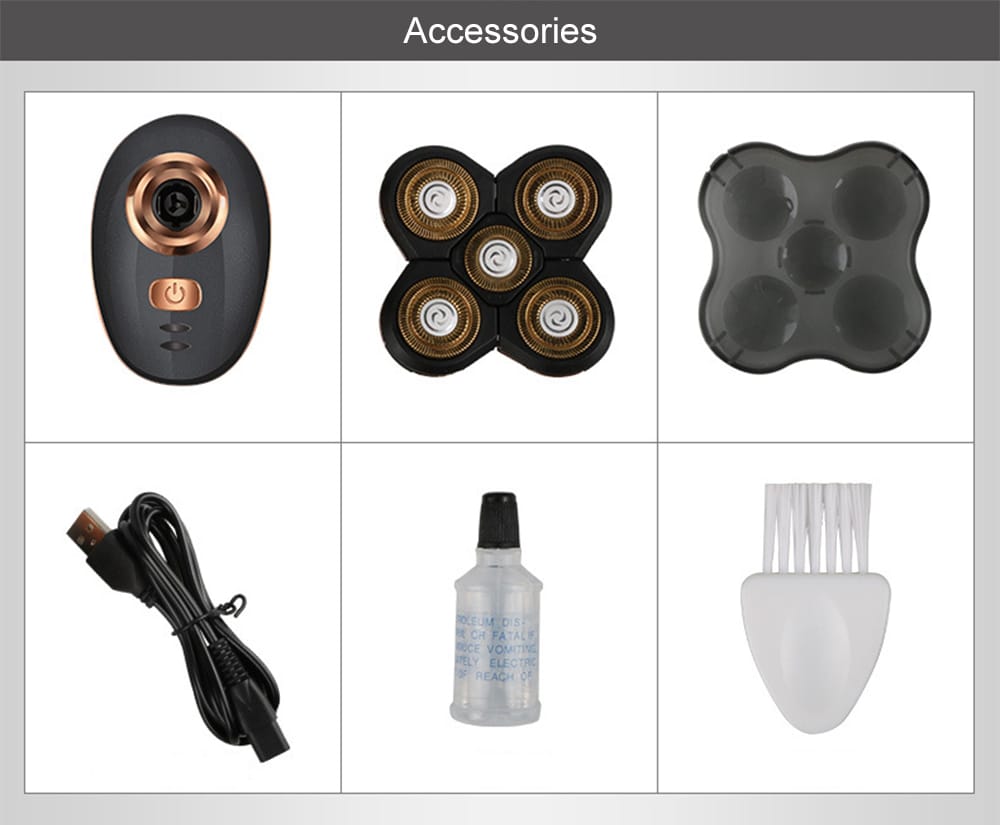 RQ5588 Five-knife Rechargeable Waterproof Electric Shaving Knife- Rose Gold RQ5588 Five-knife Rechargeable Waterproof Electric Shaving Knife- Rose Gold