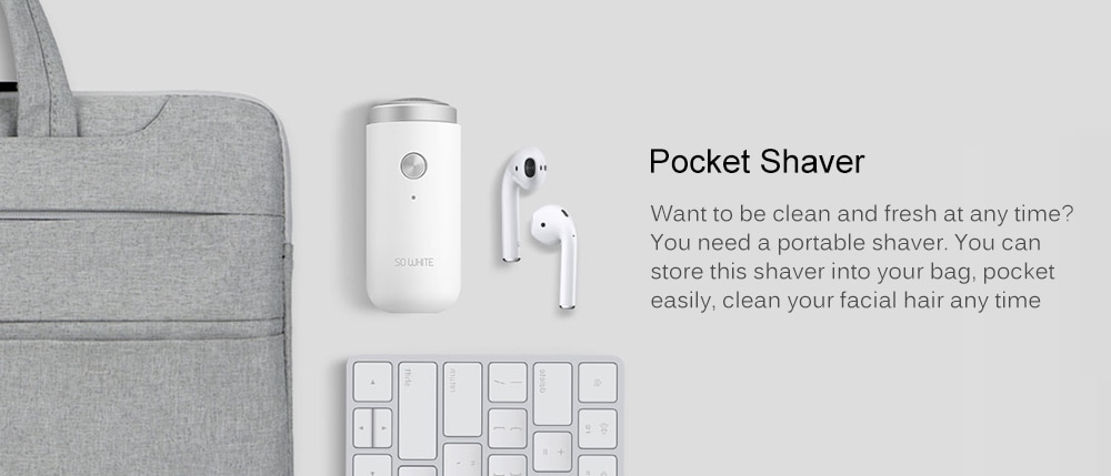 SO WHITE ED1 Mini Pocket Deep Clean Long Duration Electric Shaver from Xiaomi youpin- White SO WHITE ED1 Mini Pocket Deep Clean Long Duration Electric Shaver from Xiaomi youpin- White