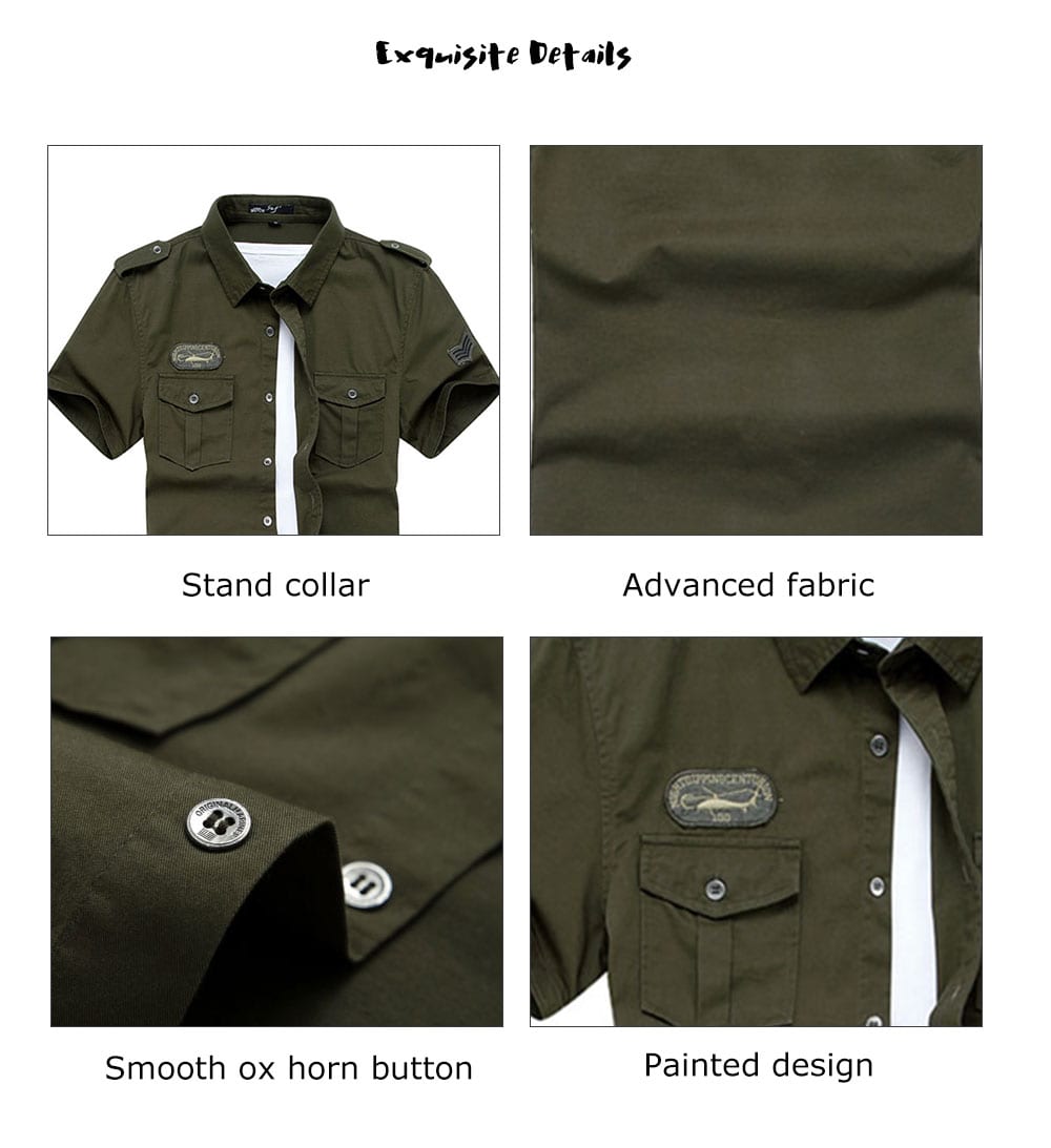 Breathable Stand Collar Military Uniform Short Sleeve Shirt for Men- Light Khaki M Breathable Stand Collar Military Uniform Short Sleeve Shirt for Men- Light Khaki M