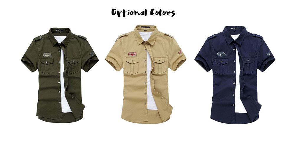 Breathable Stand Collar Military Uniform Short Sleeve Shirt for Men- Light Khaki M Breathable Stand Collar Military Uniform Short Sleeve Shirt for Men- Light Khaki M