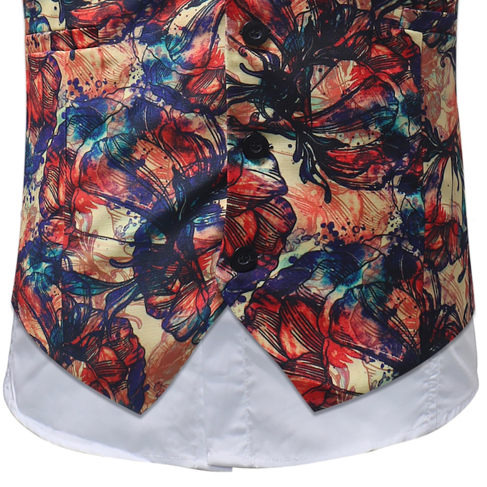 Plus Size Mens Casual Printed Waistcoat Suit Vest- Multi XL Plus Size Mens Casual Printed Waistcoat Suit Vest- Multi XL