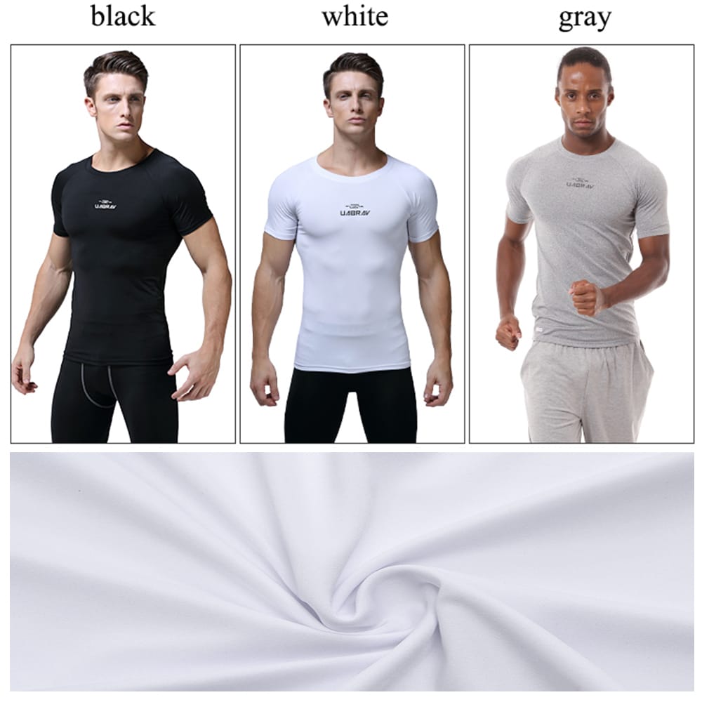 Quick-Drying Tights Breathable Stretch Fitness Attracts Sweat Running Short Sleeve Sportswear- Grey L Quick-Drying Tights Breathable Stretch Fitness Attracts Sweat Running Short Sleeve Sportswear- Grey L