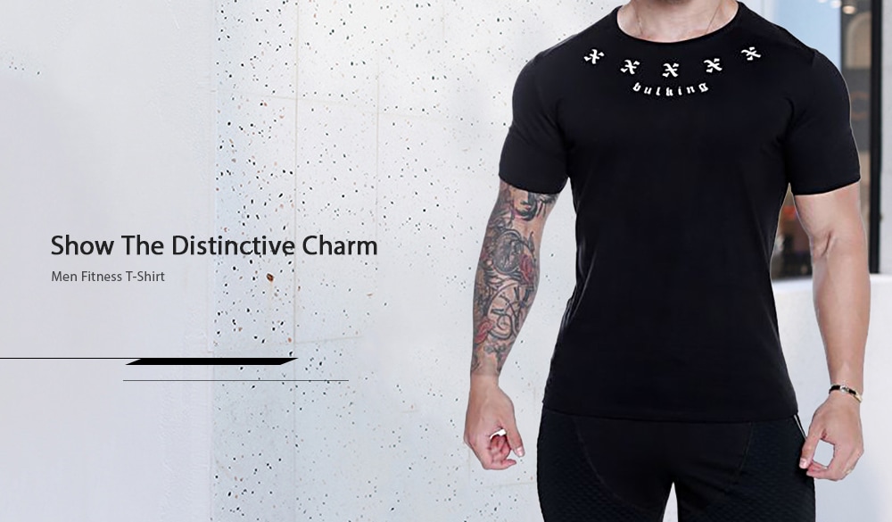 T107 Fitness T-shirt Men Running Training Shirt- Black M T107 Fitness T-shirt Men Running Training Shirt- Black M
