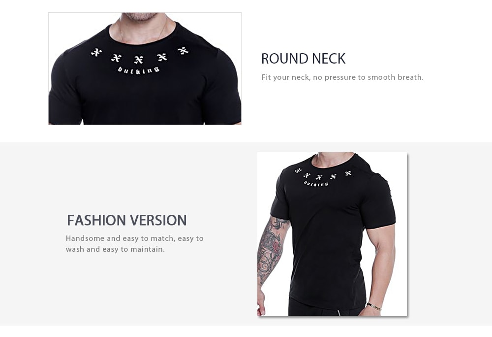 T107 Fitness T-shirt Men Running Training Shirt- Black M T107 Fitness T-shirt Men Running Training Shirt- Black M