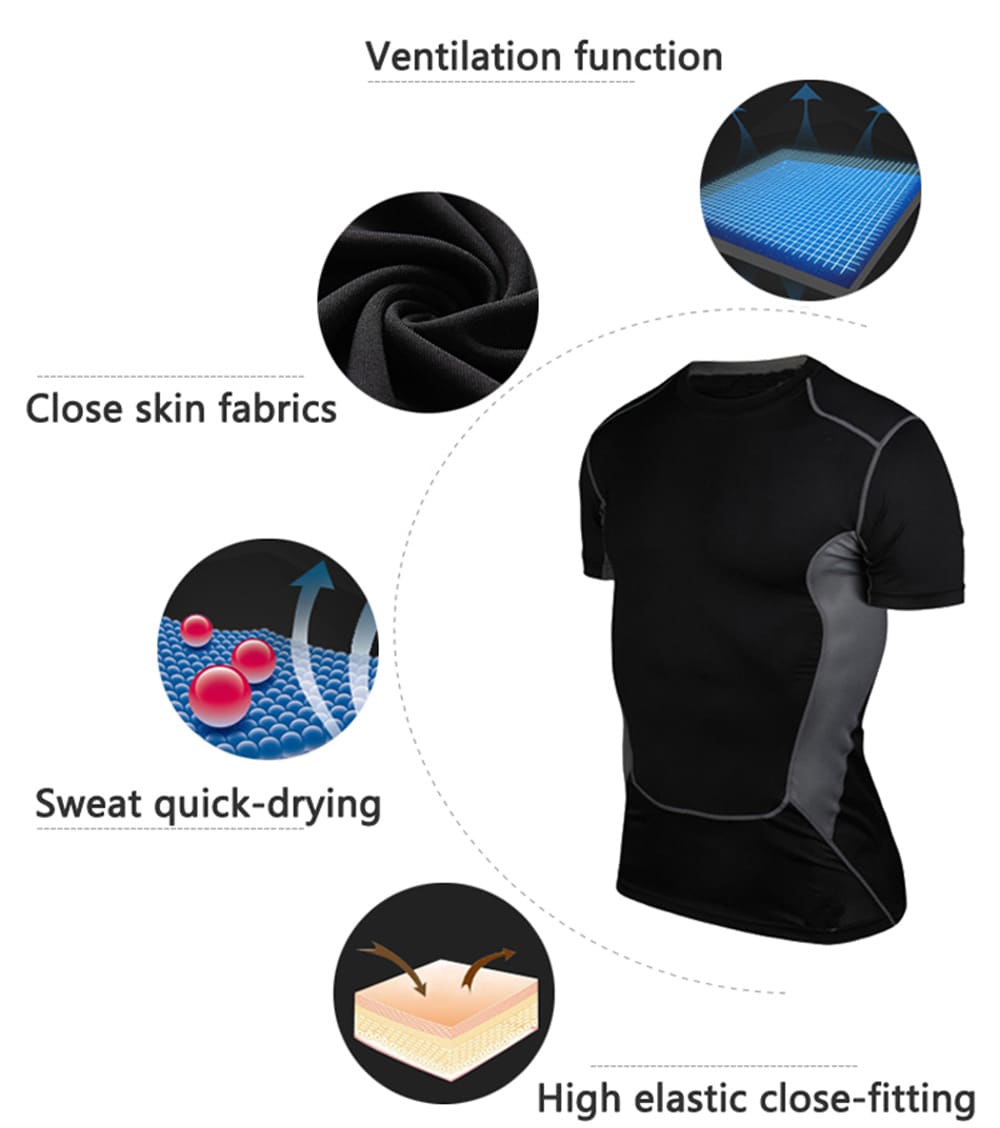 Quickly Dry Men'S Short T-Shirt Elastic Sportswear Fitness Tight Running Shirt- Gray L Quickly Dry Men'S Short T-Shirt Elastic Sportswear Fitness Tight Running Shirt- Gray L