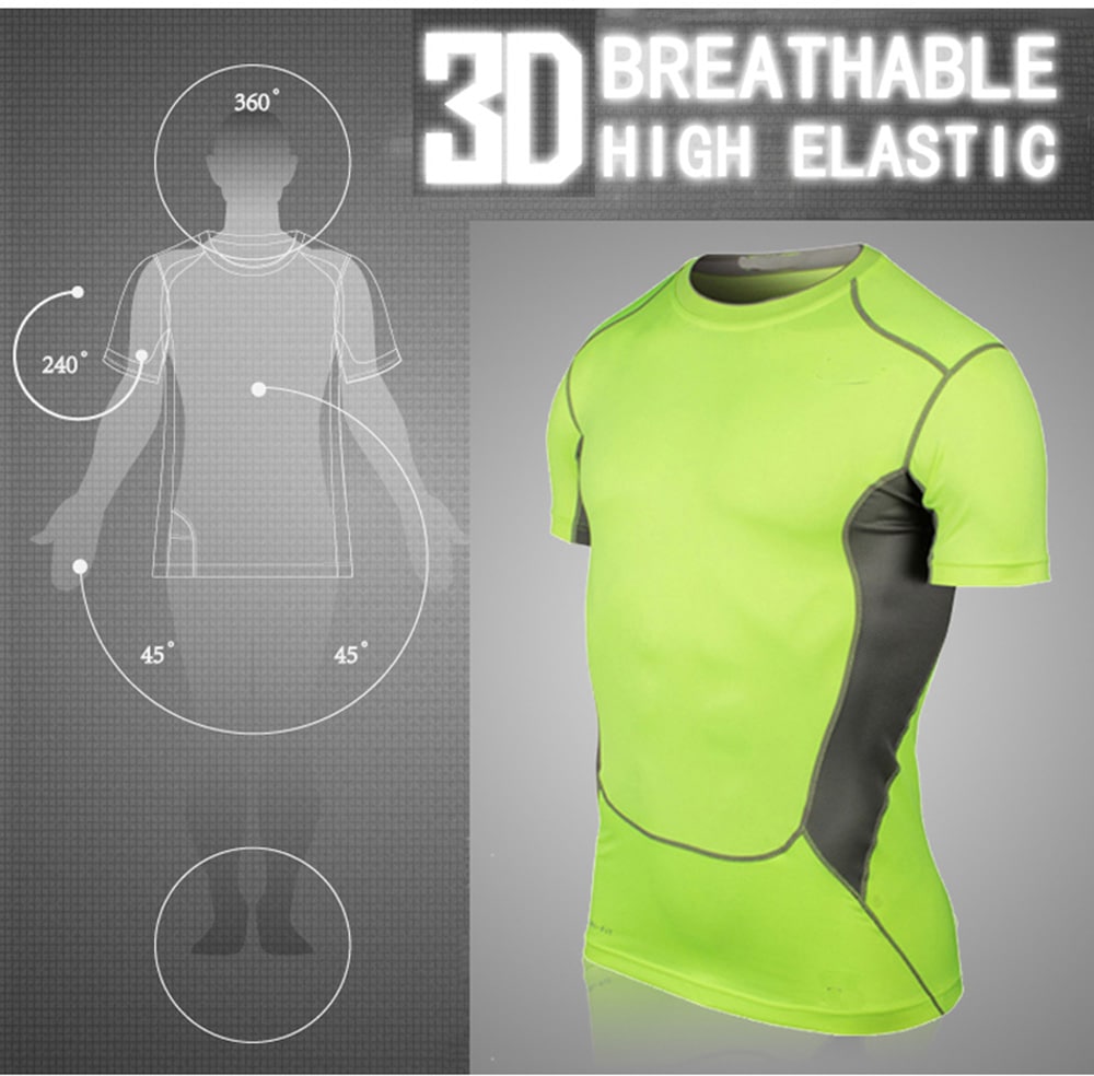 Quickly Dry Men'S Short T-Shirt Elastic Sportswear Fitness Tight Running Shirt- Gray L Quickly Dry Men'S Short T-Shirt Elastic Sportswear Fitness Tight Running Shirt- Gray L