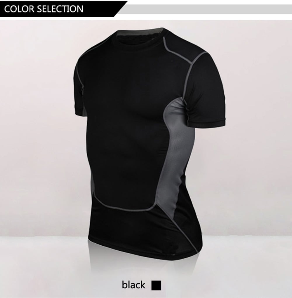 Quickly Dry Men'S Short T-Shirt Elastic Sportswear Fitness Tight Running Shirt- Gray L Quickly Dry Men'S Short T-Shirt Elastic Sportswear Fitness Tight Running Shirt- Gray L