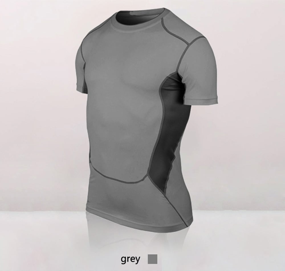 Quickly Dry Men'S Short T-Shirt Elastic Sportswear Fitness Tight Running Shirt- Gray L Quickly Dry Men'S Short T-Shirt Elastic Sportswear Fitness Tight Running Shirt- Gray L