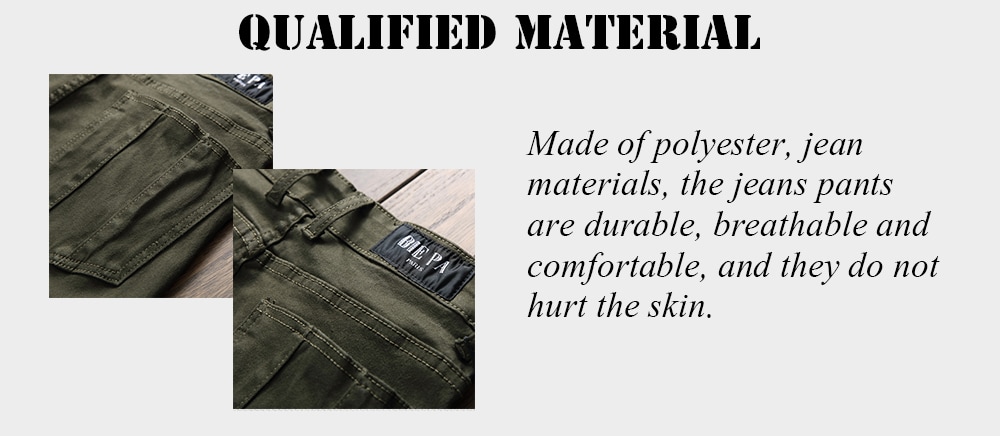 Zipper Fly Panel Design Pockets Cargo Jeans- Army Green 30 Zipper Fly Panel Design Pockets Cargo Jeans- Army Green 30