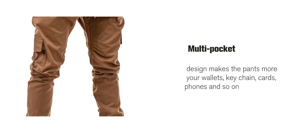 Fashion Solid Color Side Pockets Tether Elastic Belt Casual Beam Pants for Men- Caramel XL Fashion Solid Color Side Pockets Tether Elastic Belt Casual Beam Pants for Men- Caramel XL