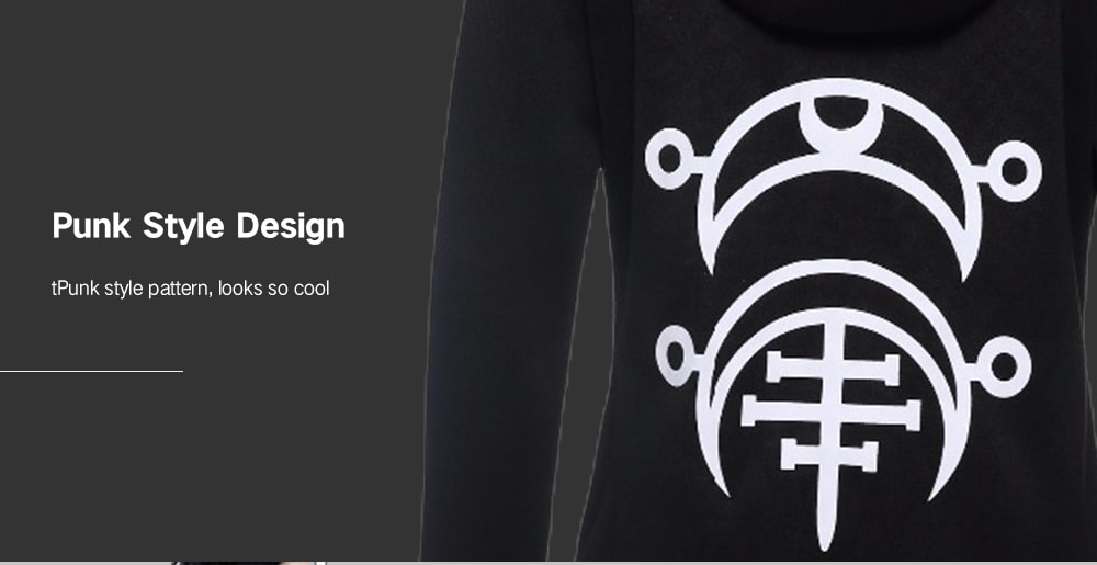 Punk Style Moon Print Long-sleeved Cardigan Hoodie- Black 2XL Punk Style Moon Print Long-sleeved Cardigan Hoodie- Black 2XL