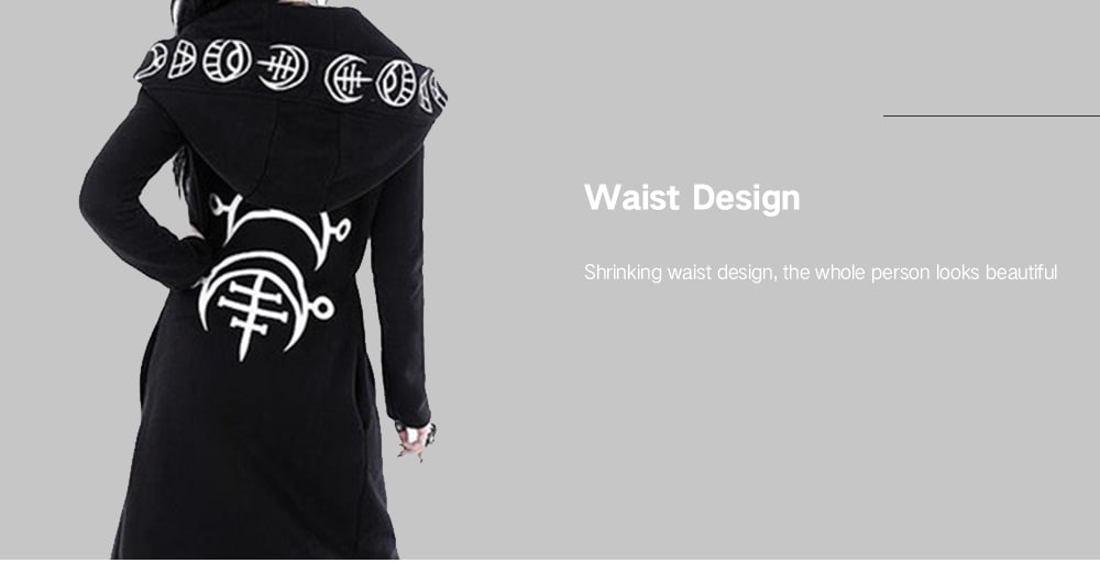 Punk Style Moon Print Long-sleeved Cardigan Hoodie- Black 2XL Punk Style Moon Print Long-sleeved Cardigan Hoodie- Black 2XL