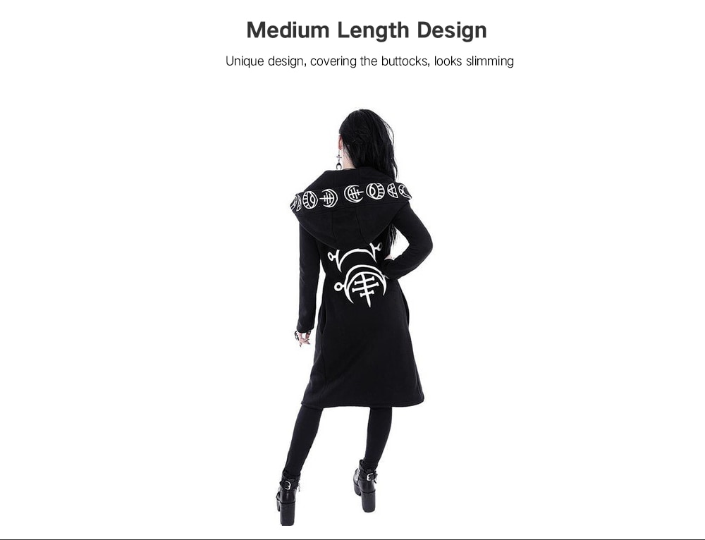 Punk Style Moon Print Long-sleeved Cardigan Hoodie- Black 2XL Punk Style Moon Print Long-sleeved Cardigan Hoodie- Black 2XL