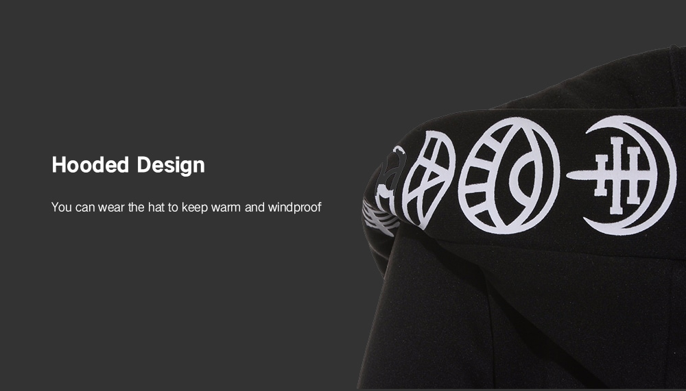 Punk Style Moon Print Long-sleeved Cardigan Hoodie- Black 2XL Punk Style Moon Print Long-sleeved Cardigan Hoodie- Black 2XL