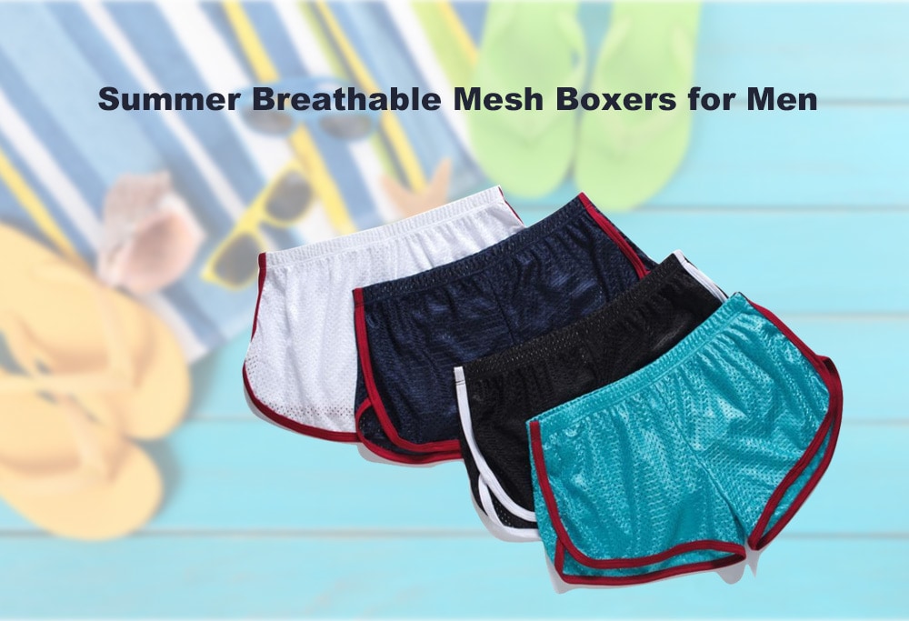 Summer Mesh Breathable Boxers for Men- White 2XL Summer Mesh Breathable Boxers for Men- White 2XL