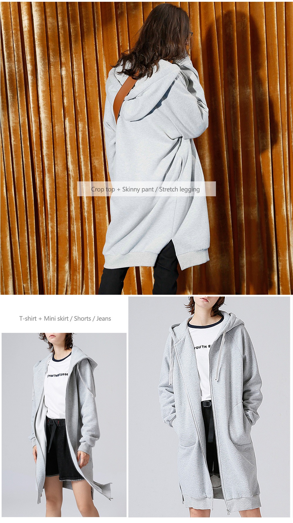 Toyouth Sweatshirts 2017 Autumn Women Loose Solid Color Casual Long Hoodies Zipper Outerwear Coat- Black XL Toyouth Sweatshirts 2017 Autumn Women Loose Solid Color Casual Long Hoodies Zipper Outerwear Coat- Black XL