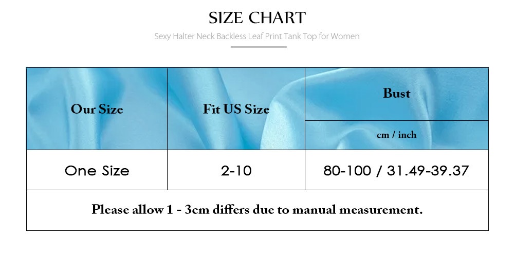 Sexy Halter Neck Backless Leaf Print Tied Strap Women Tank Top- Blue Green One Size(Fit size XS to M) Sexy Halter Neck Backless Leaf Print Tied Strap Women Tank Top- Blue Green One Size(Fit size XS to M)