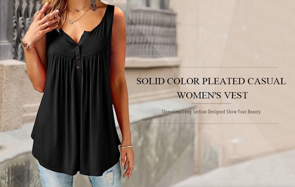 Solid Color Brace Tank Top Pleated Slip Camisole Sleeveless Casual Women's Vest- Black 3XL Solid Color Brace Tank Top Pleated Slip Camisole Sleeveless Casual Women's Vest- Black 3XL