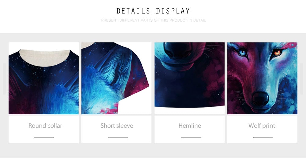 Trendy Round Collar Short Sleeve Wolf Print Women T-shirt- Lake Blue XL Trendy Round Collar Short Sleeve Wolf Print Women T-shirt- Lake Blue XL