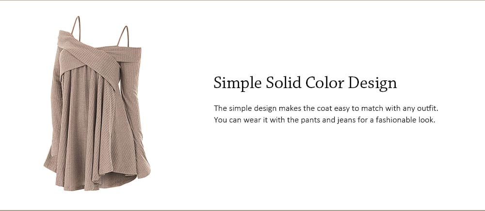 Open Shoulder Crisscross Tunic Sweater- Light Khaki M Open Shoulder Crisscross Tunic Sweater- Light Khaki M