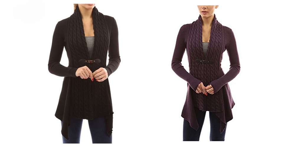 Women's Europe and American Strap V-neck Long-sleeved Shirt Twist Cardigan - Purple XL Women's Europe and American Strap V-neck Long-sleeved Shirt Twist Cardigan - Purple XL