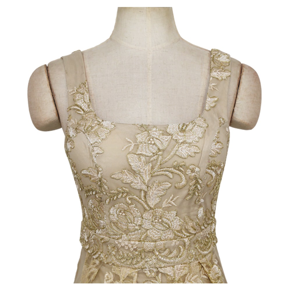 Women's Sexy Strap Embroidery Floral Party Club Sleeveless Dress- Blanched Almond L Women's Sexy Strap Embroidery Floral Party Club Sleeveless Dress- Blanched Almond L