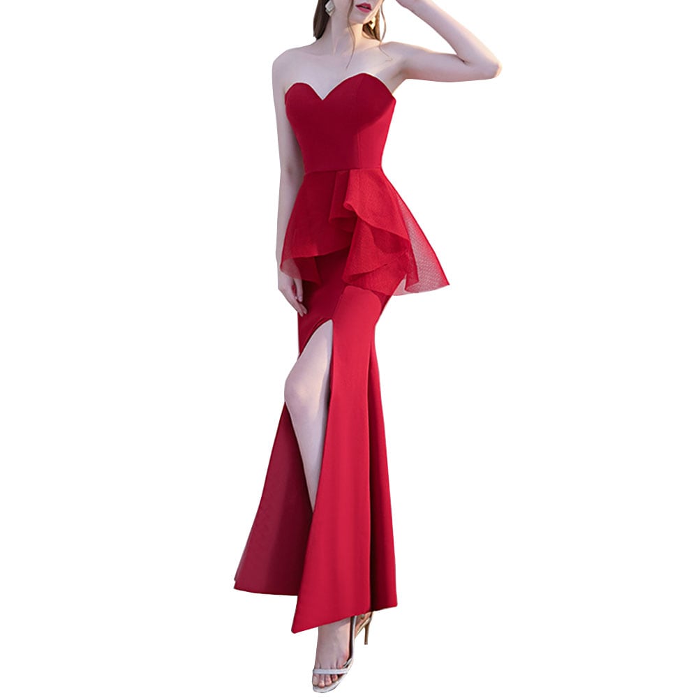 Sexy Fishtail Evening Dress- Red S Sexy Fishtail Evening Dress- Red S