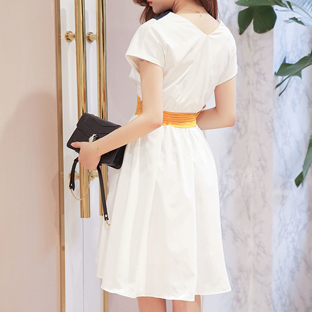 Professional Women'S Color Collision Dress- White S Professional Women'S Color Collision Dress- White S