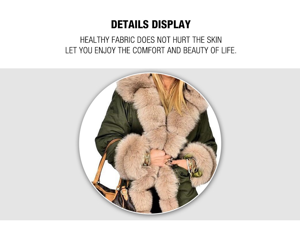 Women Warm Comfortable Fur Collar Hooded Parka- Black L Women Warm Comfortable Fur Collar Hooded Parka- Black L