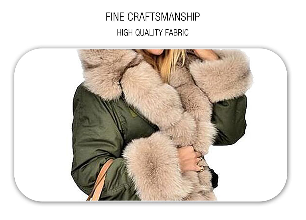 Women Warm Comfortable Fur Collar Hooded Parka- Black L Women Warm Comfortable Fur Collar Hooded Parka- Black L