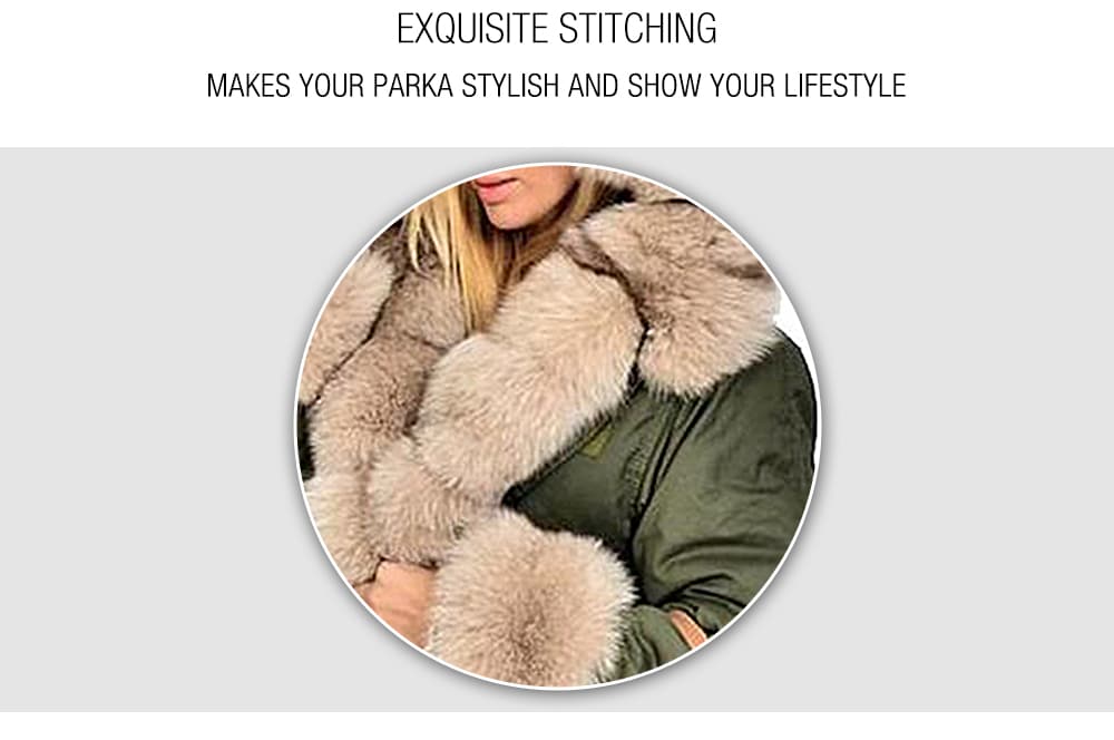 Women Warm Comfortable Fur Collar Hooded Parka- Black L Women Warm Comfortable Fur Collar Hooded Parka- Black L