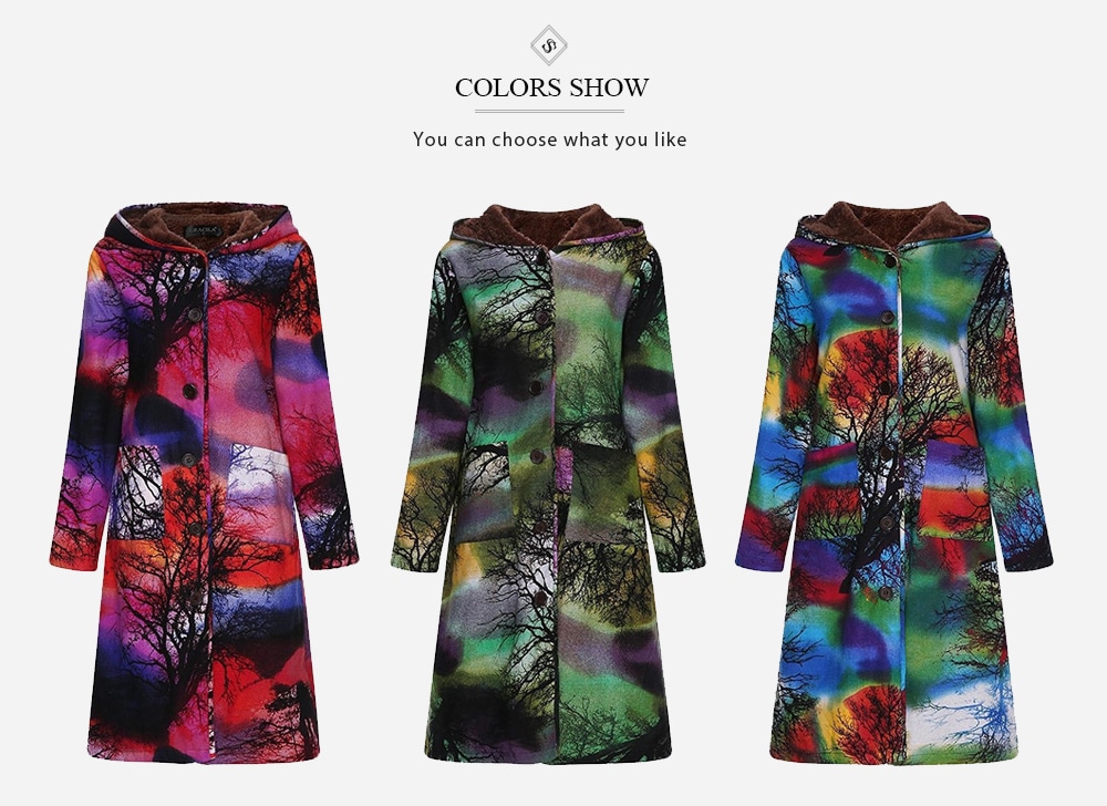 Women Long-sleeve Large Size Long Cotton Linen Vintage Ink Printing Plus Velvet Hooded Parka- Green 3XL Women Long-sleeve Large Size Long Cotton Linen Vintage Ink Printing Plus Velvet Hooded Parka- Green 3XL