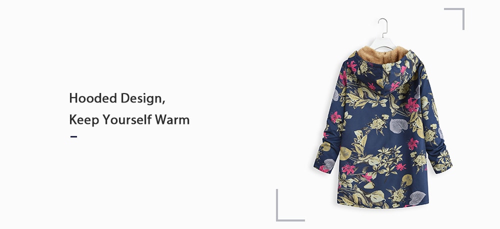 Women Print Hooded Plush Top Jacket Parkas- Sandy Brown S Women Print Hooded Plush Top Jacket Parkas- Sandy Brown S