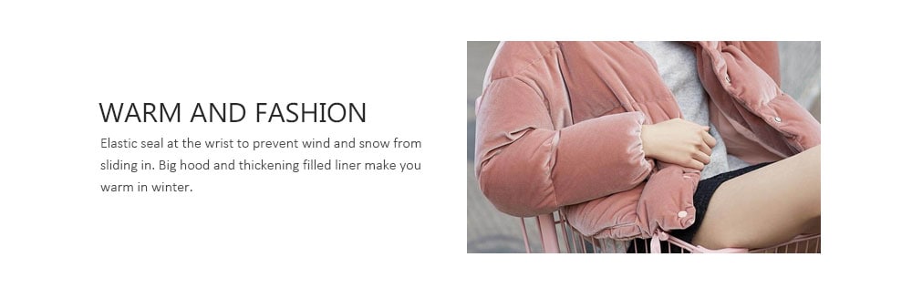 Velvet Short Bread Goose Down Jacket from Xiaomi Youpin- Pink M Velvet Short Bread Goose Down Jacket from Xiaomi Youpin- Pink M