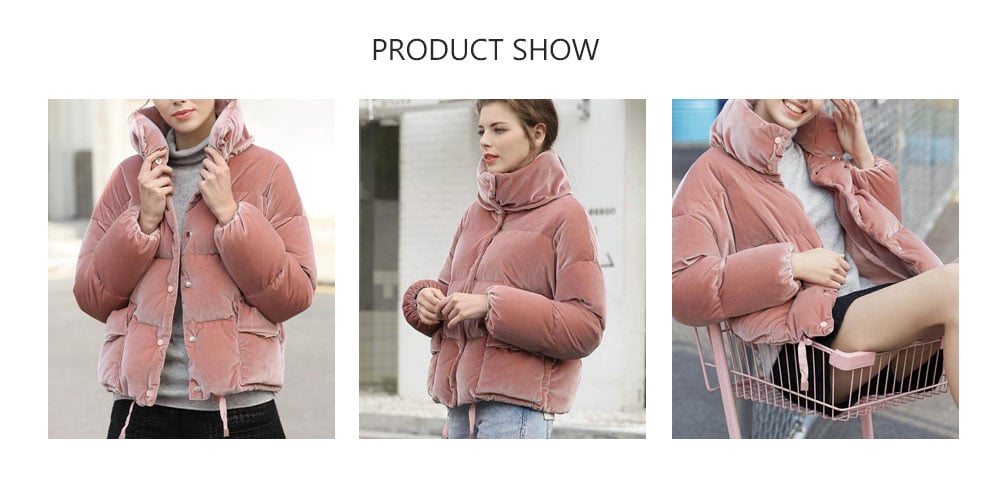 Velvet Short Bread Goose Down Jacket from Xiaomi Youpin- Pink M Velvet Short Bread Goose Down Jacket from Xiaomi Youpin- Pink M