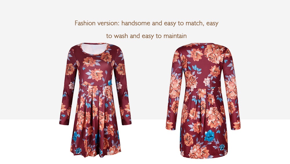 Women Print Comfortable Long Sleeve Dress- Black 4XL Women Print Comfortable Long Sleeve Dress- Black 4XL