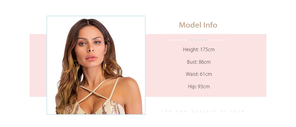 Sexy Plunge Neck Criss-cross Spaghetti Strap Backless Slit Sequins Women Bodycon Dress- Rose Gold XL Sexy Plunge Neck Criss-cross Spaghetti Strap Backless Slit Sequins Women Bodycon Dress- Rose Gold XL