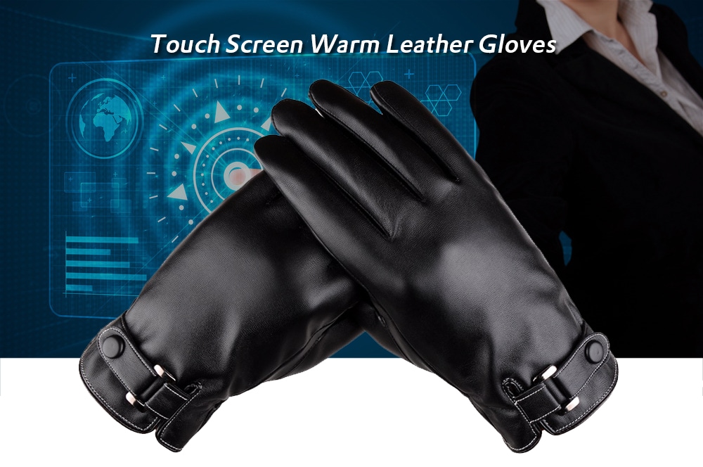 Touch Screen Men Gloves Leather Winter- Coffee Touch Screen Men Gloves Leather Winter- Coffee