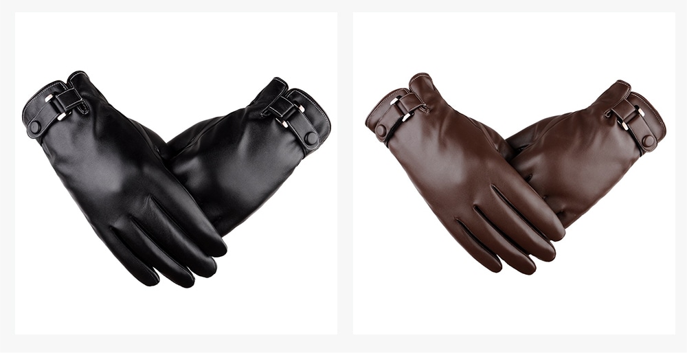 Touch Screen Men Gloves Leather Winter- Coffee Touch Screen Men Gloves Leather Winter- Coffee