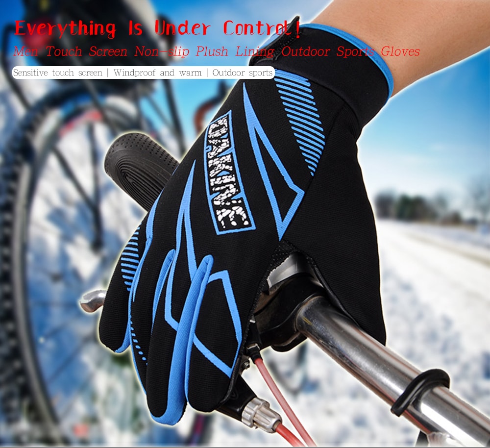 Touch Screen Autumn and Winter Plush Lining Men Outdoor Fitness Gloves - Avocado Green Touch Screen Autumn and Winter Plush Lining Men Outdoor Fitness Gloves - Avocado Green