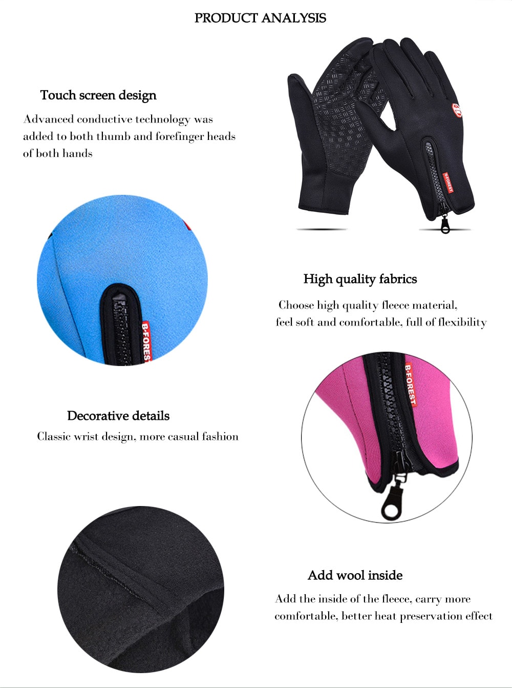 Outdoor Waterproof Fleece Windproof Gloves- Pink M Outdoor Waterproof Fleece Windproof Gloves- Pink M