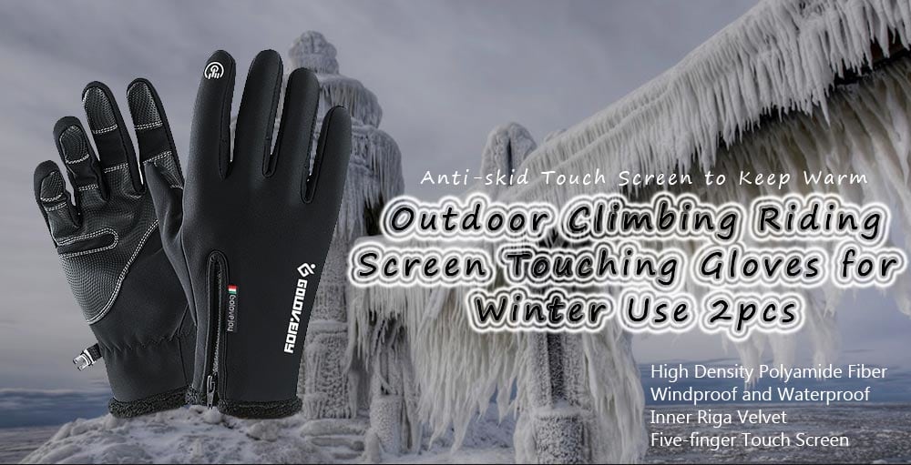Outdoor Climbing Riding Screen Touching Gloves for Winter Use 2pcs- Gray S Outdoor Climbing Riding Screen Touching Gloves for Winter Use 2pcs- Gray S