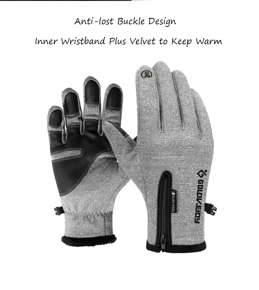 Outdoor Climbing Riding Screen Touching Gloves for Winter Use 2pcs- Gray S Outdoor Climbing Riding Screen Touching Gloves for Winter Use 2pcs- Gray S