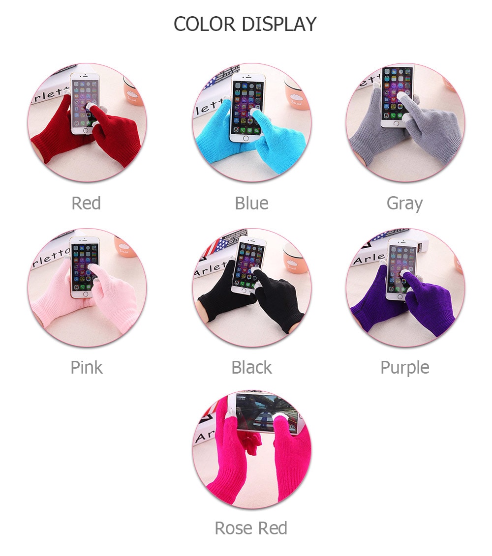 Warmth Thickening Solid Color Touch Screen Gloves- Red Warmth Thickening Solid Color Touch Screen Gloves- Red